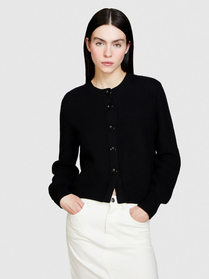 Cardigan with buttons - women's cardigans - Black | Sisley image number 4